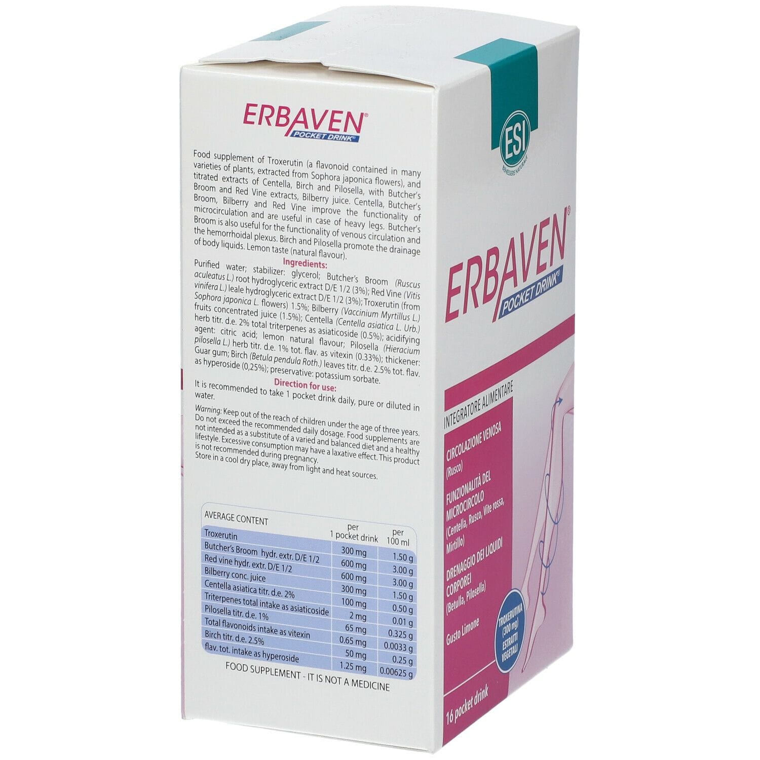 ESI ERBAVEN POCKET DRINK 16 POCKET DRINK DA 20 ML GUSTO LIMONE