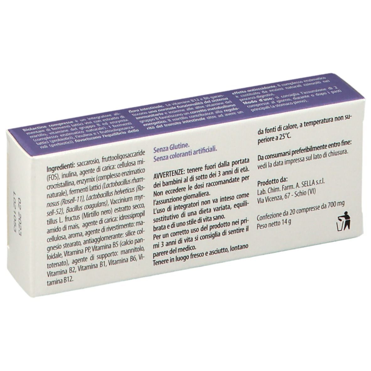 BIOLACTINE ENZIMI 20 COMPRESSE NUOVA FORMULA