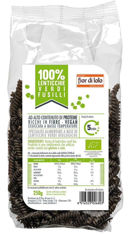 Fusilli Di Lenticchie Verdi Bio 250 G