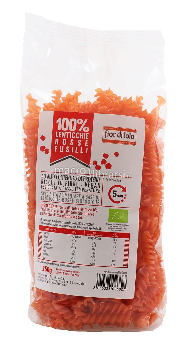 Fusilli Di Lenticchie Rosse Bio 250 G