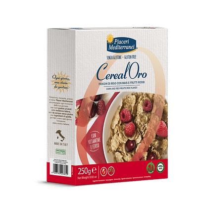 PIACERI MEDITERRANEI CEREALORO FIOCCHI DI RISO CON MAIS E FRUTTI ROSSI 250 G