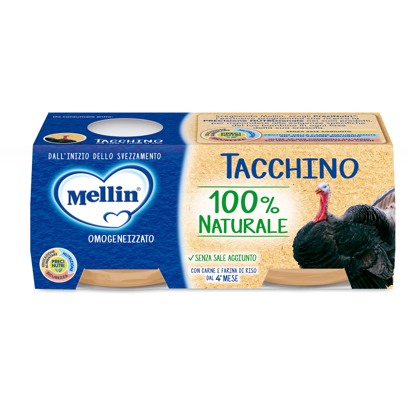 Omogeneizzato Mellin Tacchino 2 X120 G