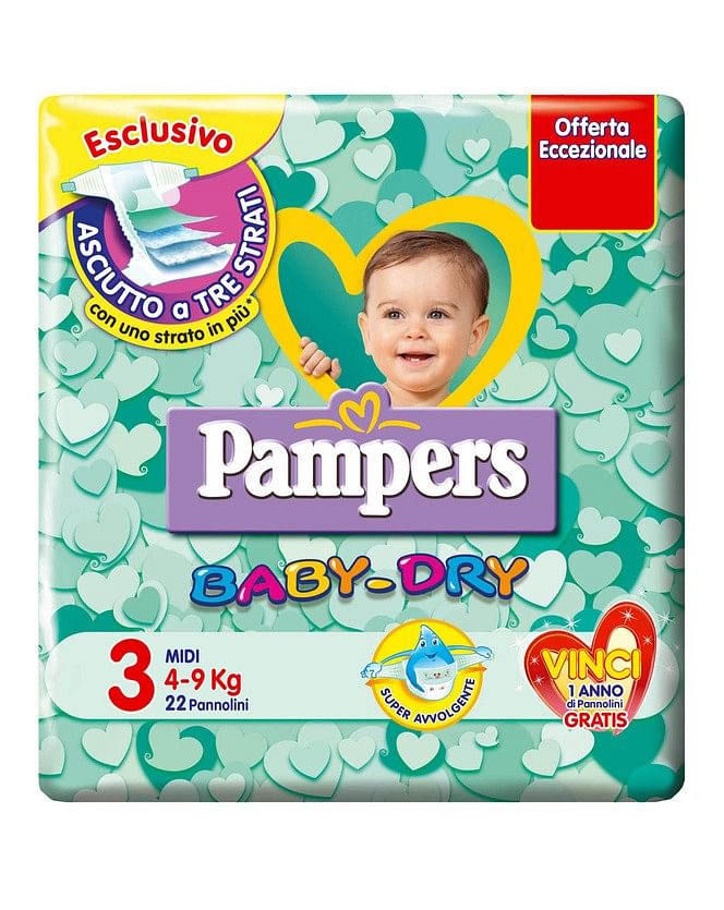 Pampers Baby Dry Downcount Midi 20 Pezzi