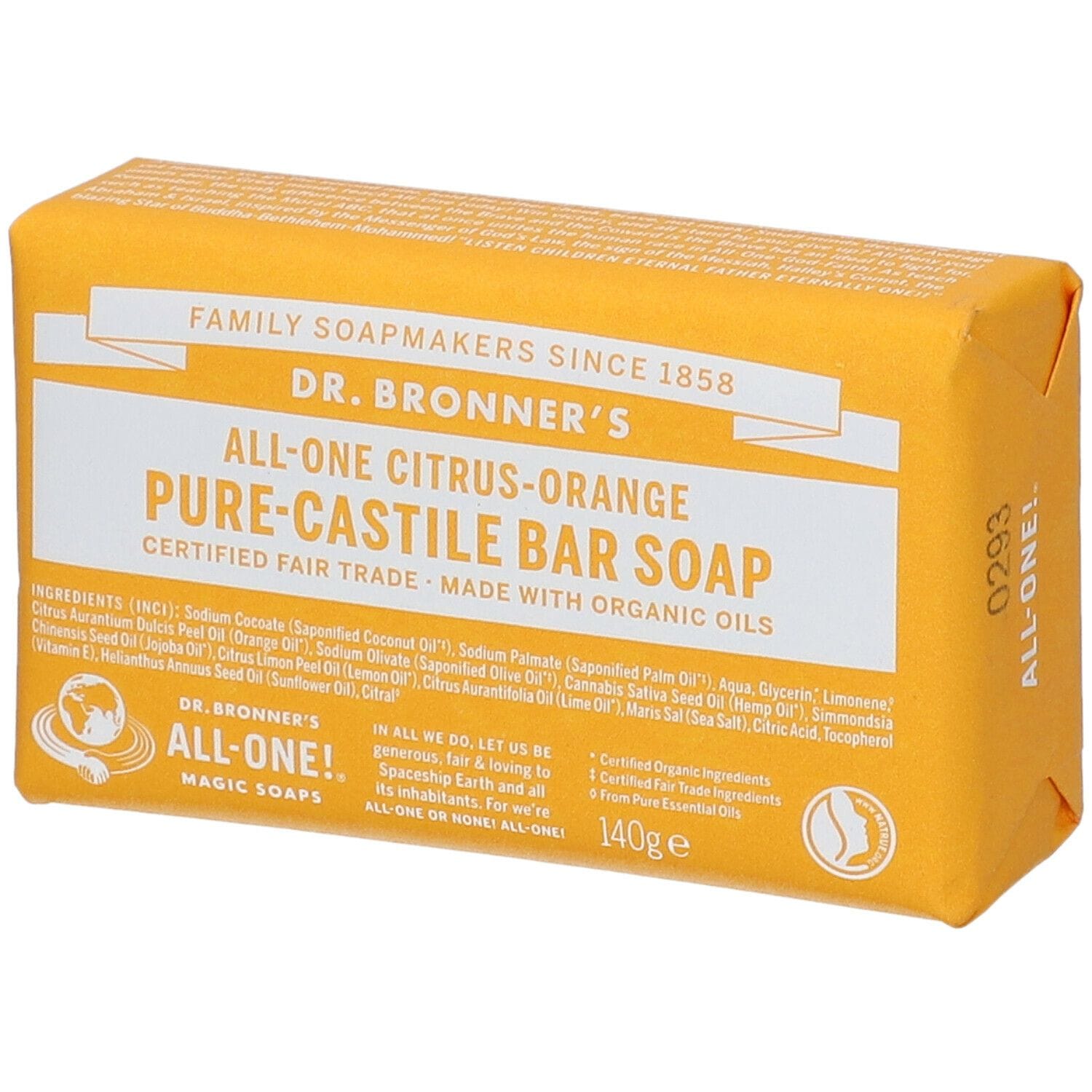 DR BRONNER'S BAR SOAP CITRUS-ORANGE 140 G