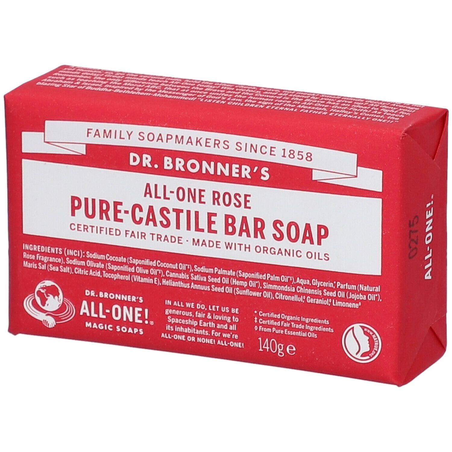 DR BRONNER'S BAR SOAP ROSE 140 G