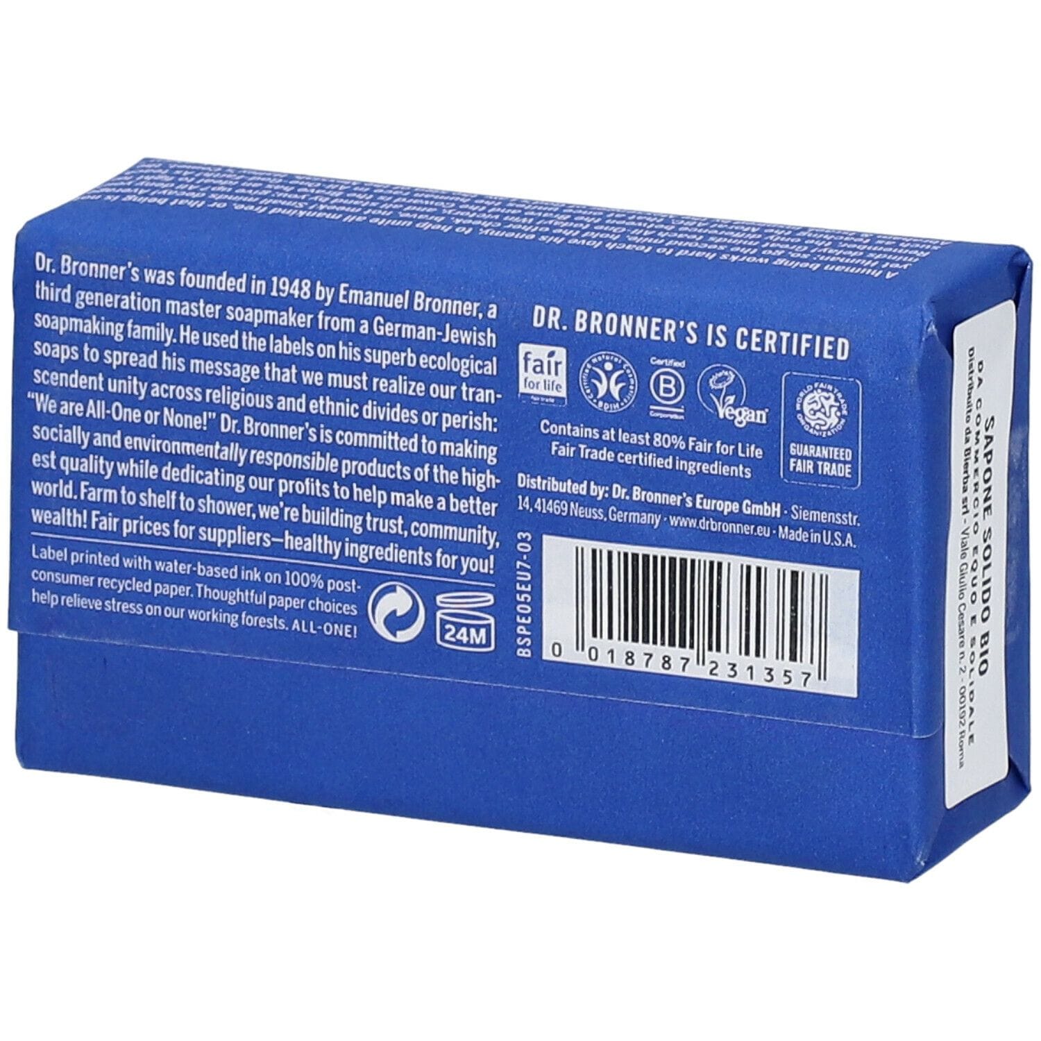 DR BRONNER'S BAR SOAP PEPPERMINT 140 G