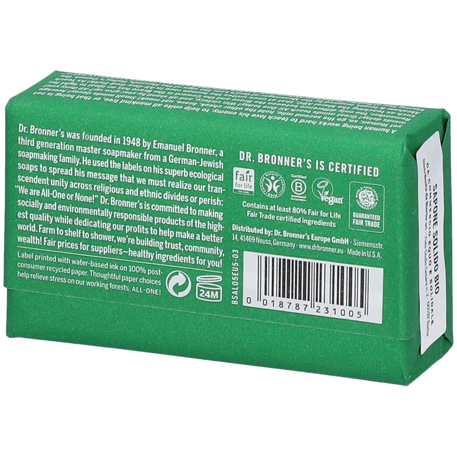 DR BRONNER'S BAR SOAP ALMOND 140 G