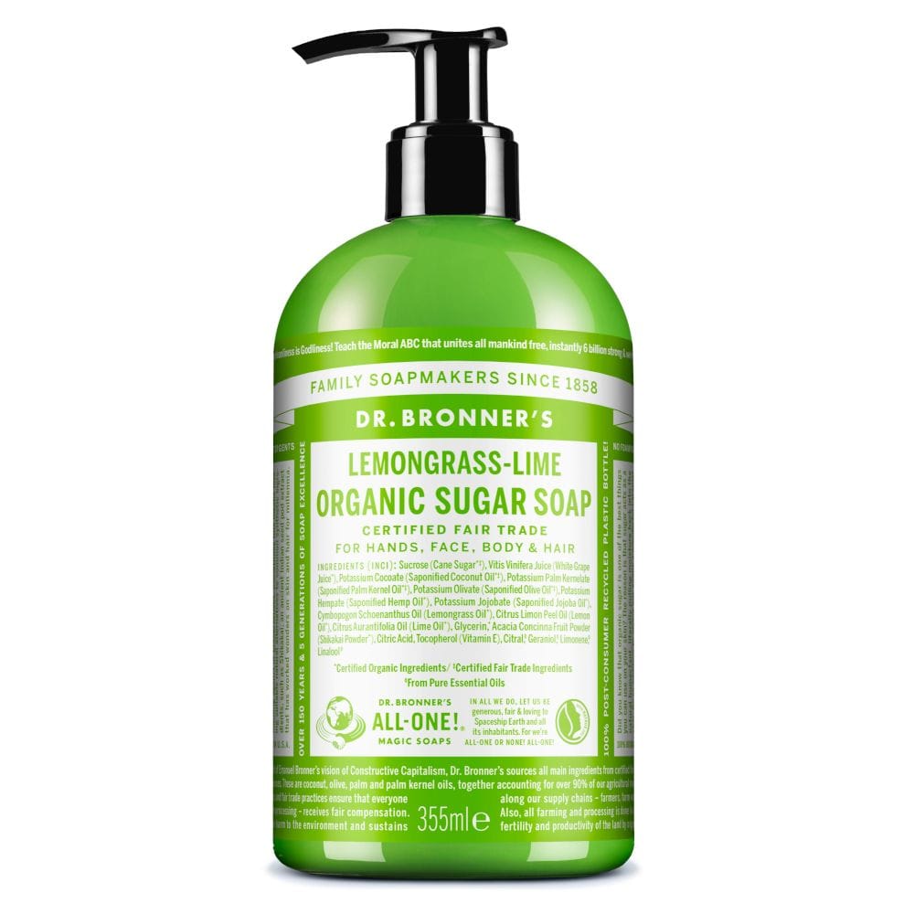 DR BRONNER'S ORGANIC SUGAR SOAP LEMONGRASS-LIME 355 ML