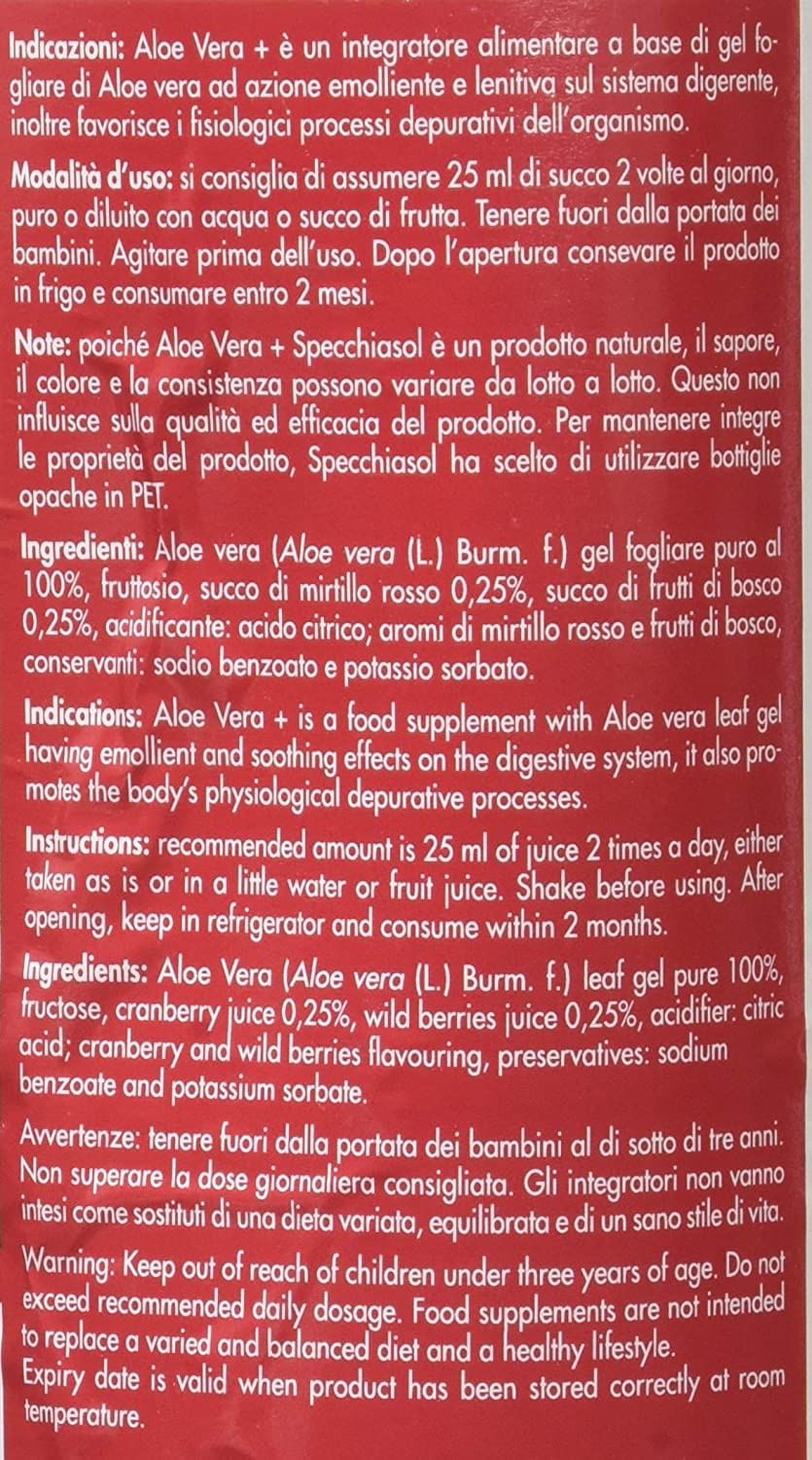 SUCCO ALOEVERA+ ALOE/MIRTILLO ROSSO 1 LITRO