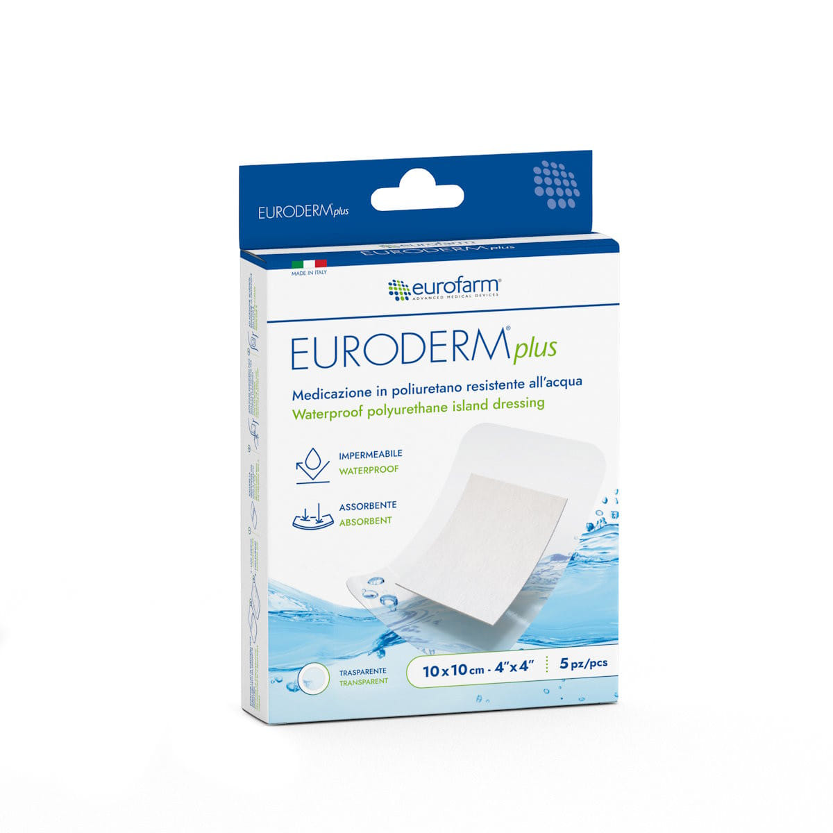 MEDICAZIONE STERILE IMPERMEABILE IN POLIURETANO EURODERM PLUS 10X25CM 3 PEZZI