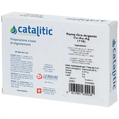 CATALITIC OLIGOELEMENTI RAME ORO ARGENTO CU-AU-AG 20 AMPOLLE CATALITIC OLIGOELEMENTI RAME ORO ARGENTO CU-AU-AG 20 AMPOLLE