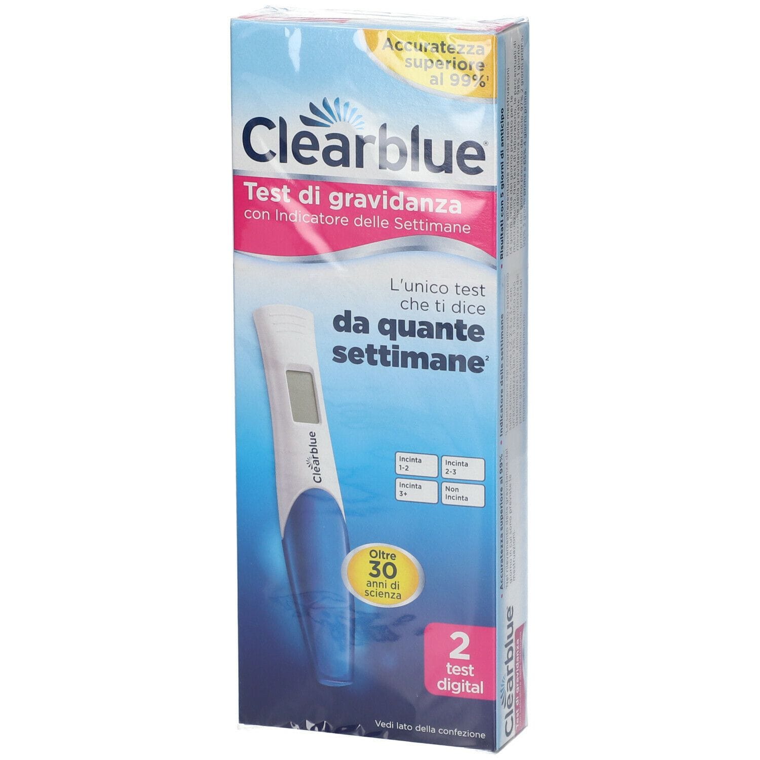 TEST DI GRAVIDANZA CLEARBLUE CON INDICATORE DELLE SETTIMANE 2 PEZZI