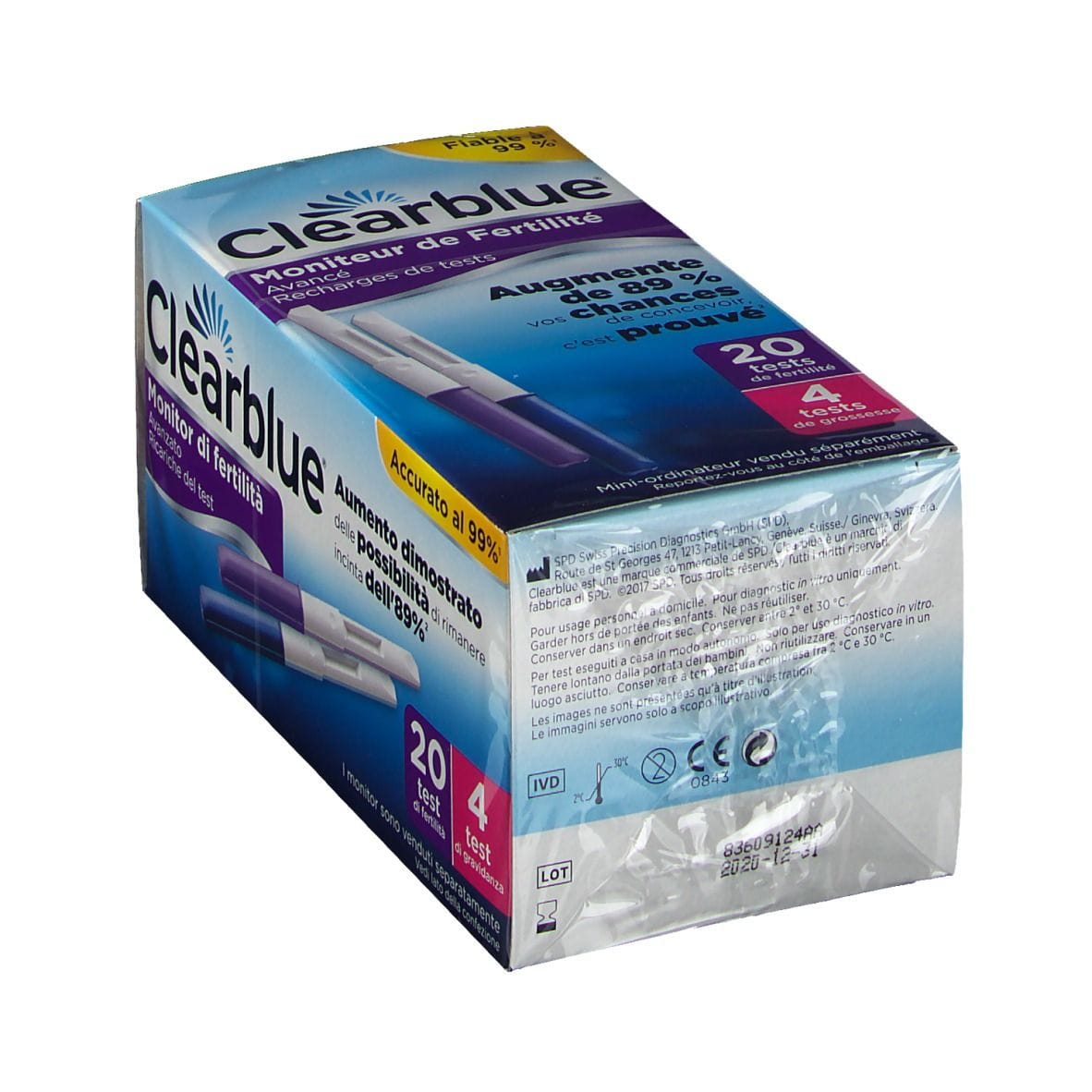 MONITOR DI FERTILITA' CLEARBLUE ADVANCED IN STICK 20 PEZZI + 4 TEST DI GRAVIDANZA