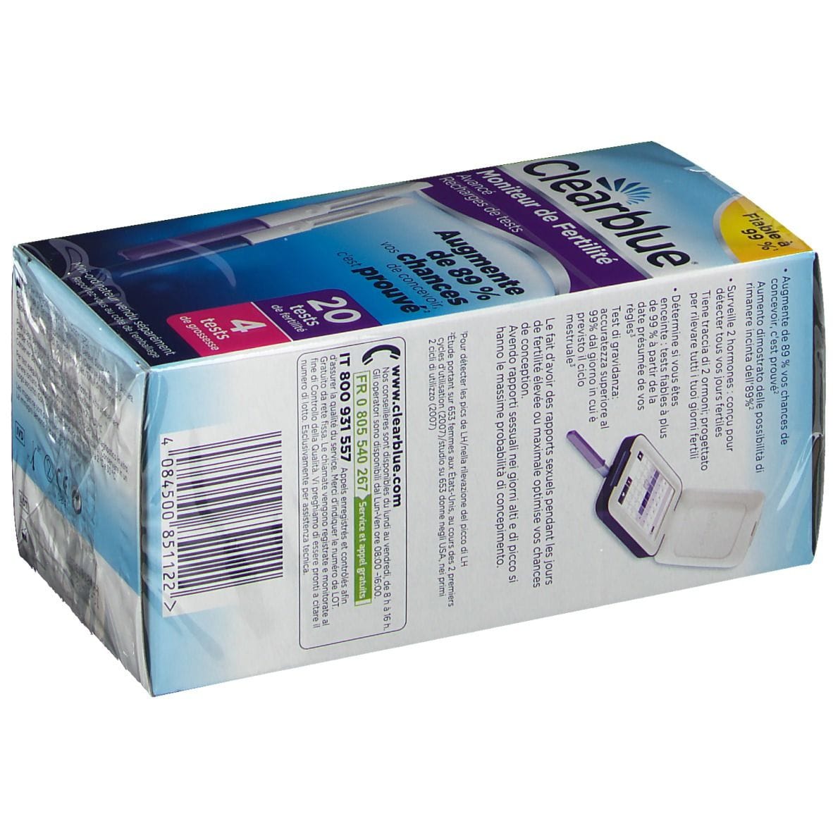 MONITOR DI FERTILITA' CLEARBLUE ADVANCED IN STICK 20 PEZZI + 4 TEST DI GRAVIDANZA