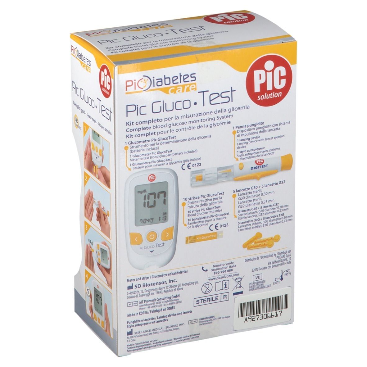 PIC GLUCOTEST KIT GLUCOMETRO