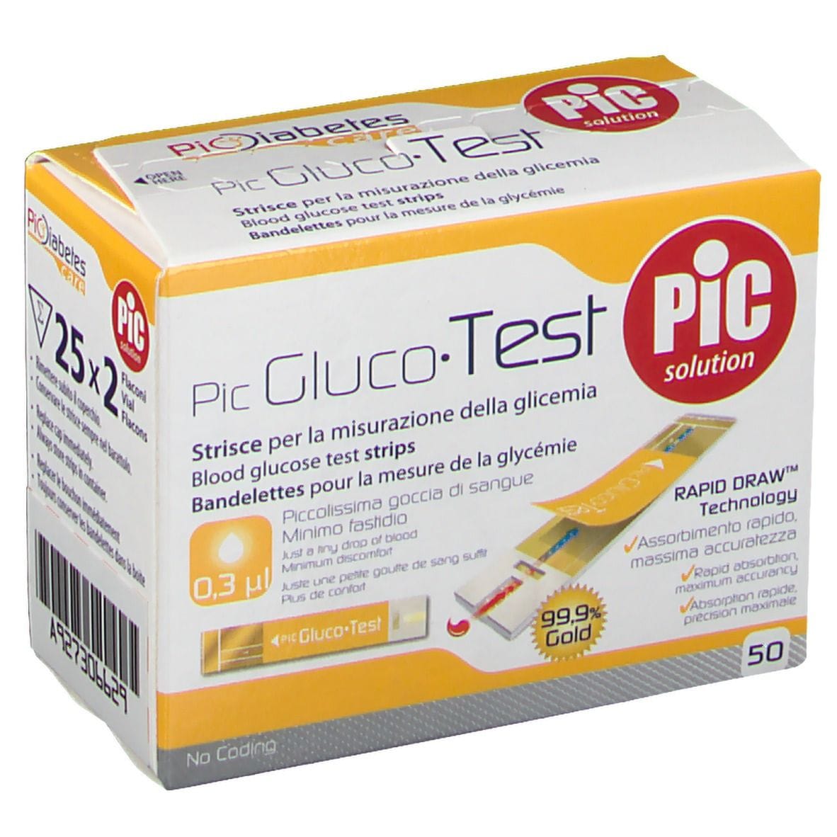 STRISCE MISURAZIONE GLICEMIA PIC GLUCOTEST 50 PEZZI