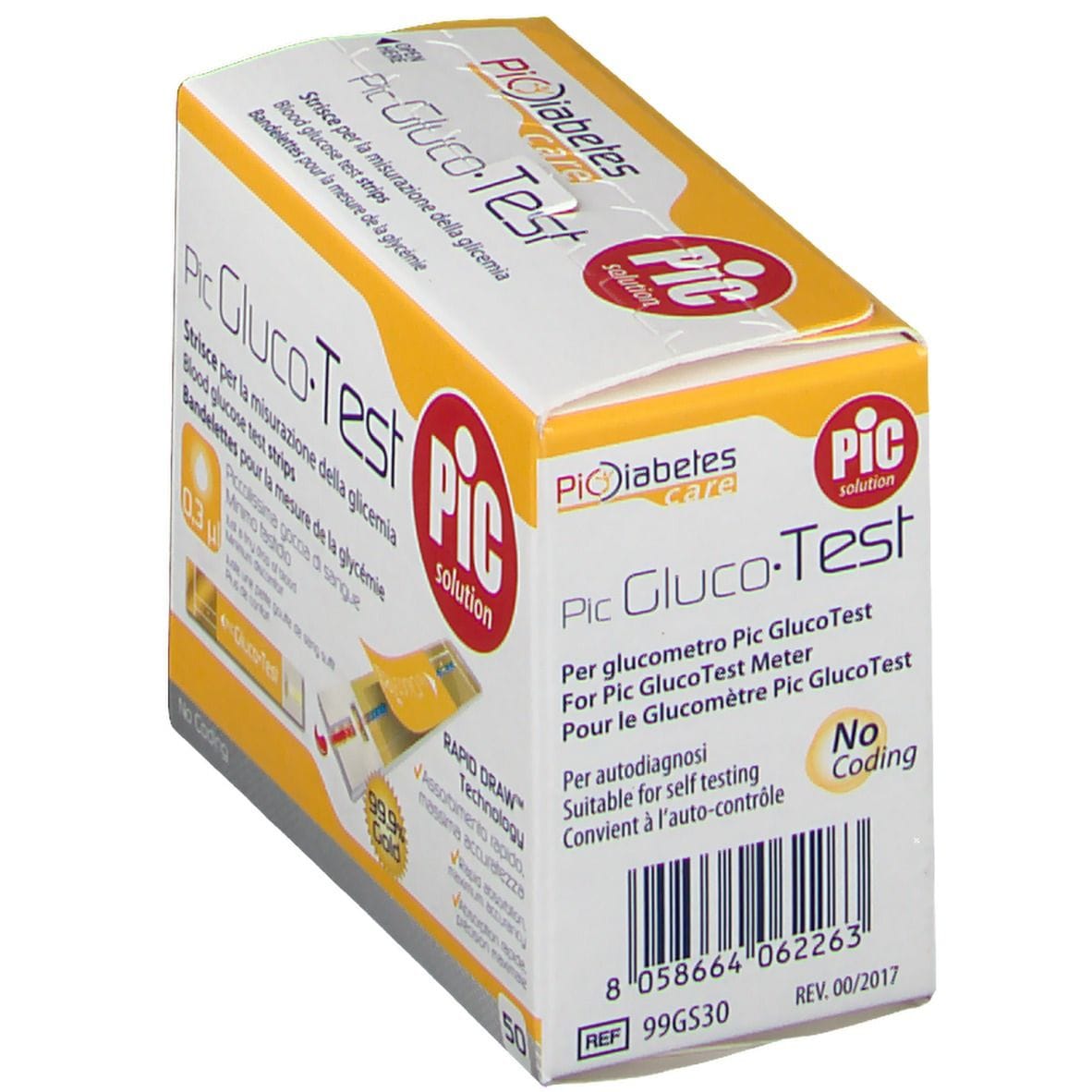 STRISCE MISURAZIONE GLICEMIA PIC GLUCOTEST 50 PEZZI