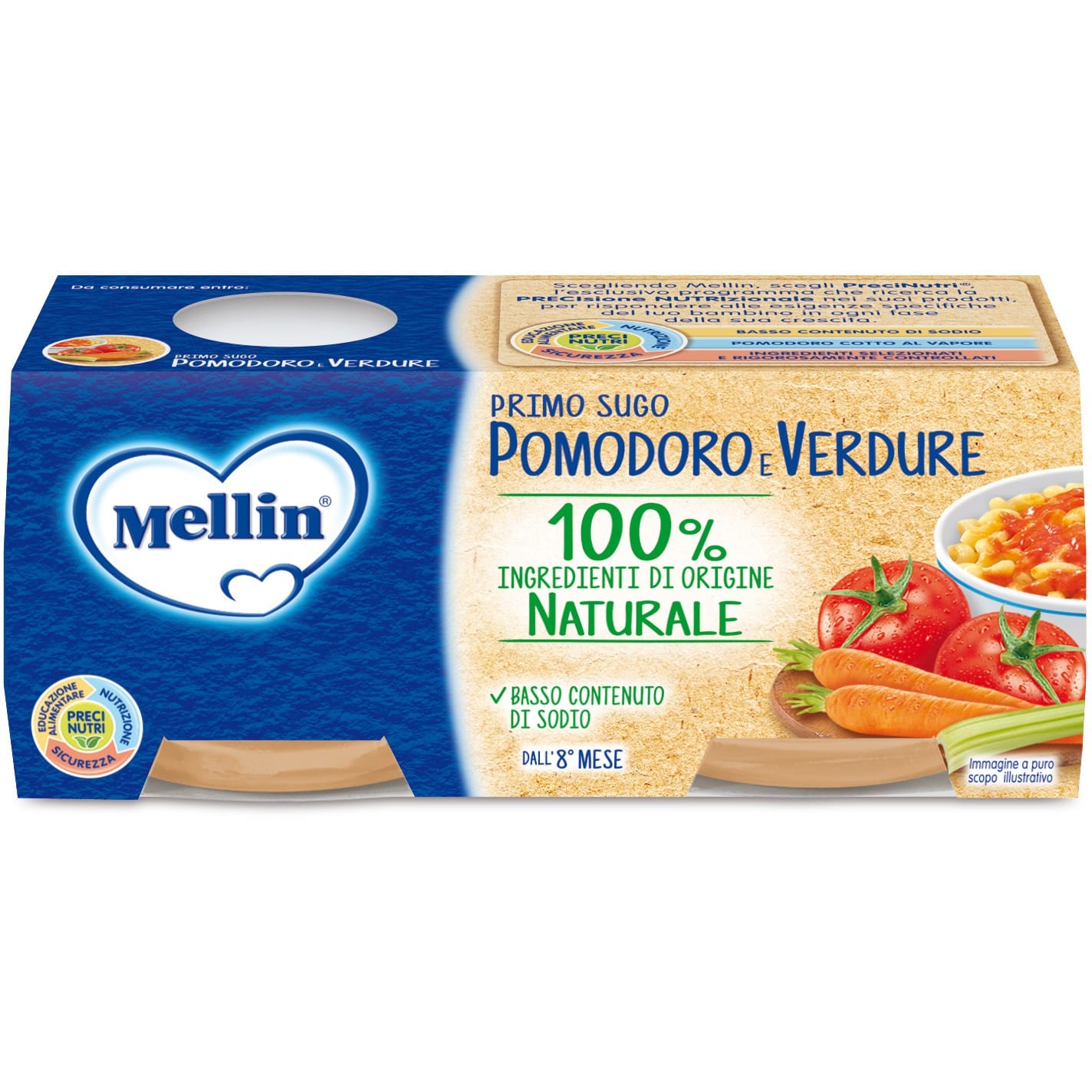 MELLIN PRIMO SUGO POMODORO E VERDURE 2 VASETTI DA 80 G