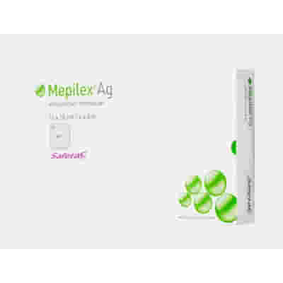 MEDICAZIONE IN SCHIUMA DI POLIURETANO MEPILEX AG ANTIMICROBICA CON STRATO DI CONTATTO IN SILICONE MORBIDO 15X15 CM 5 PEZZI