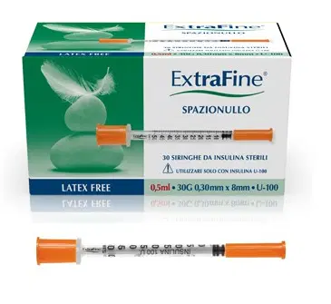 SIRINGA INSULINA EXTRAFINE 0,5 ML 100 UI AGO GAUGE 30 8 MM 30 PEZZI SIRINGA INSULINA EXTRAFINE 0,5 ML 100 UI AGO GAUGE 30 8 MM 30 PEZZI