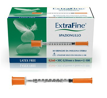 SIRINGA INSULINA EXTRAFINE 0,5 ML 100 UI AGO GAUGE 30 8 MM 30 PEZZI