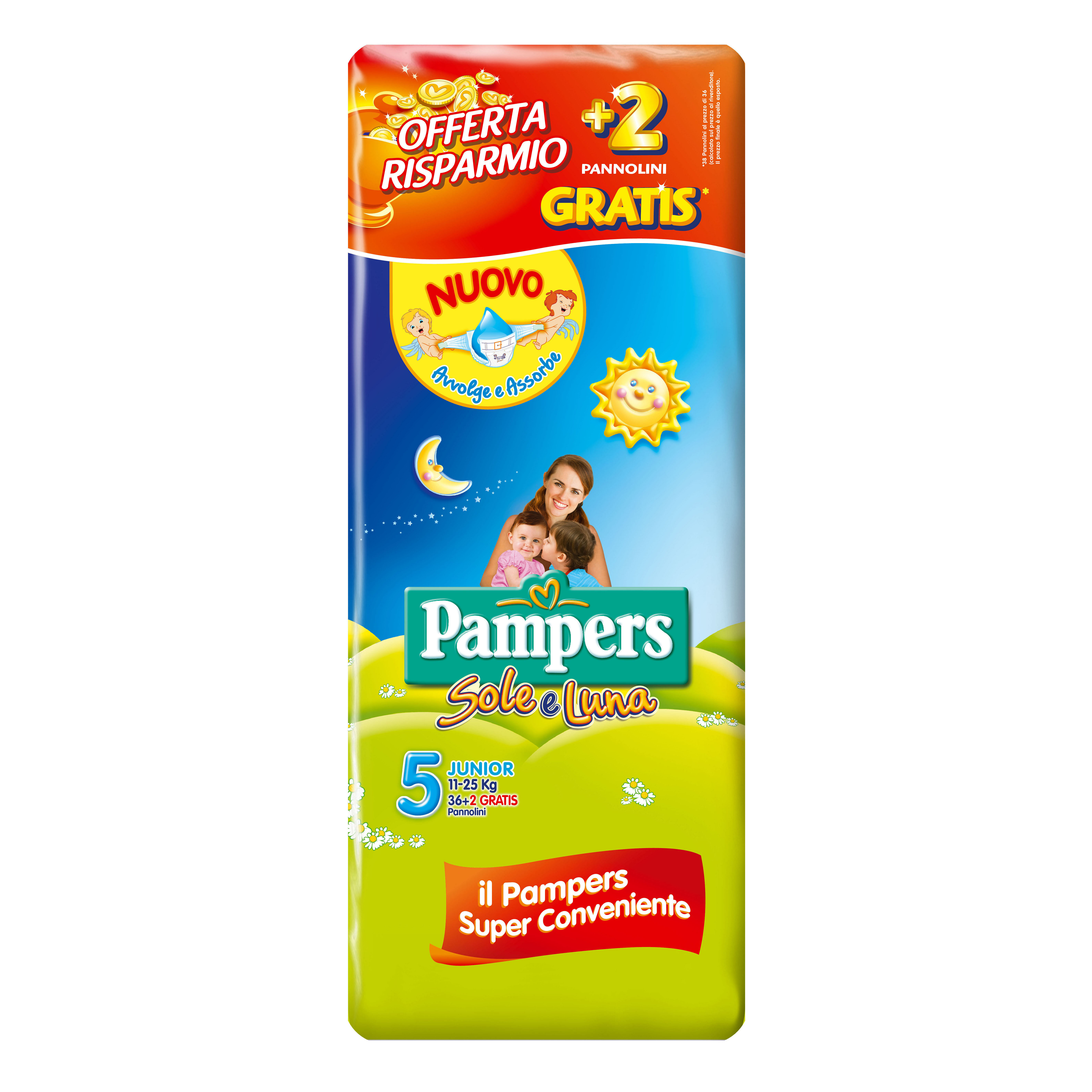 Pampers Sole&Luna Junior 36 + 2 Pezzi