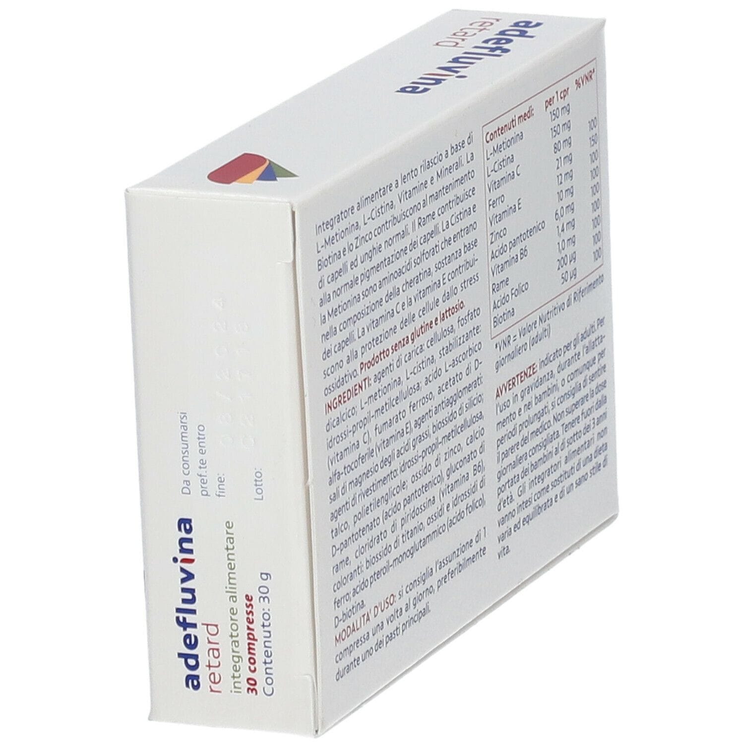 Integratore Adefluvina Retard per capelli e unghie, 30 cpr