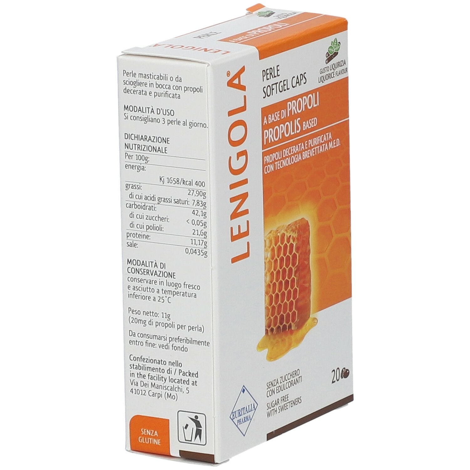 LENIGOLA 20 PERLE SOFTGEL CAPS LIQUIRIZIA