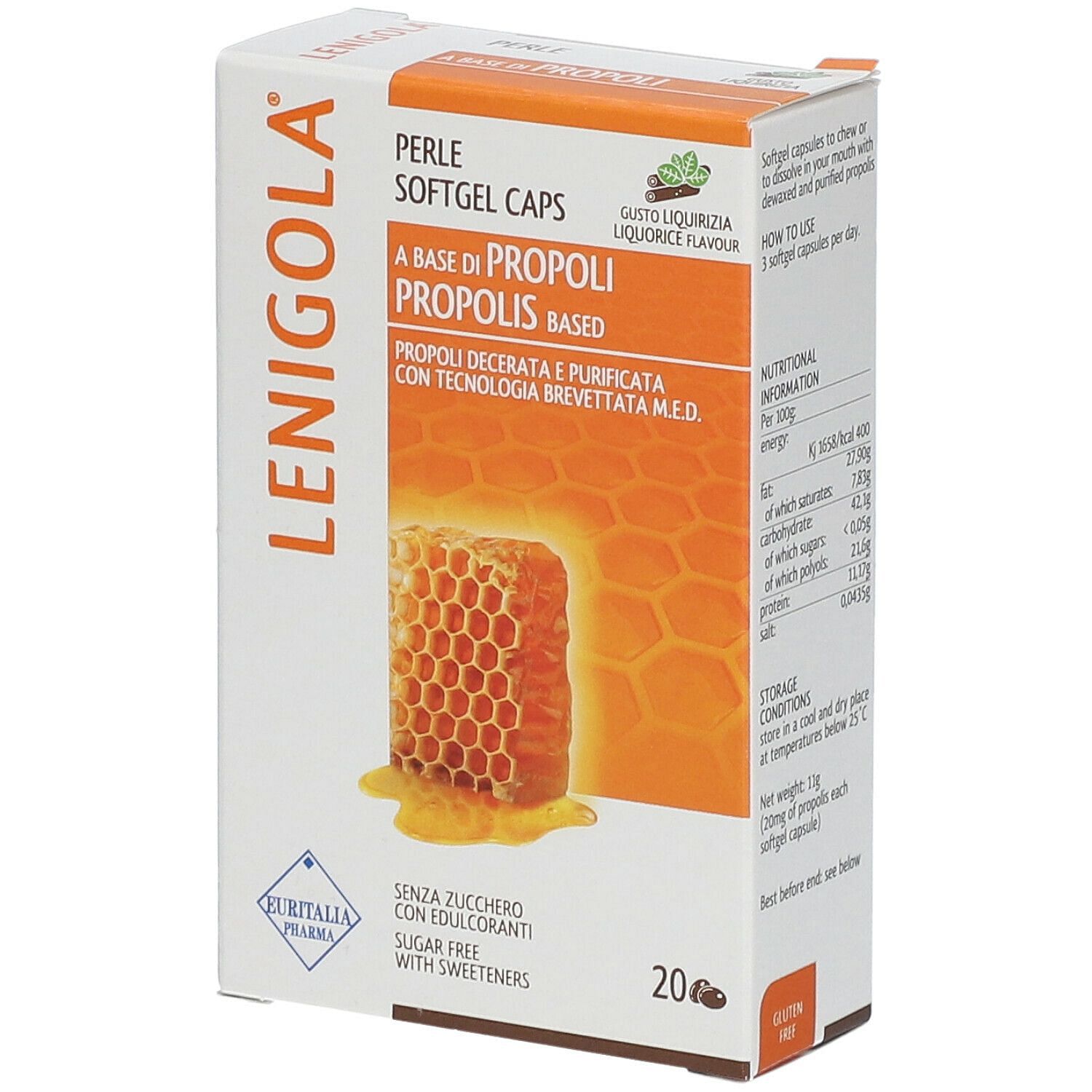 Lenigola 20 Perle Softgel Caps Liquirizia