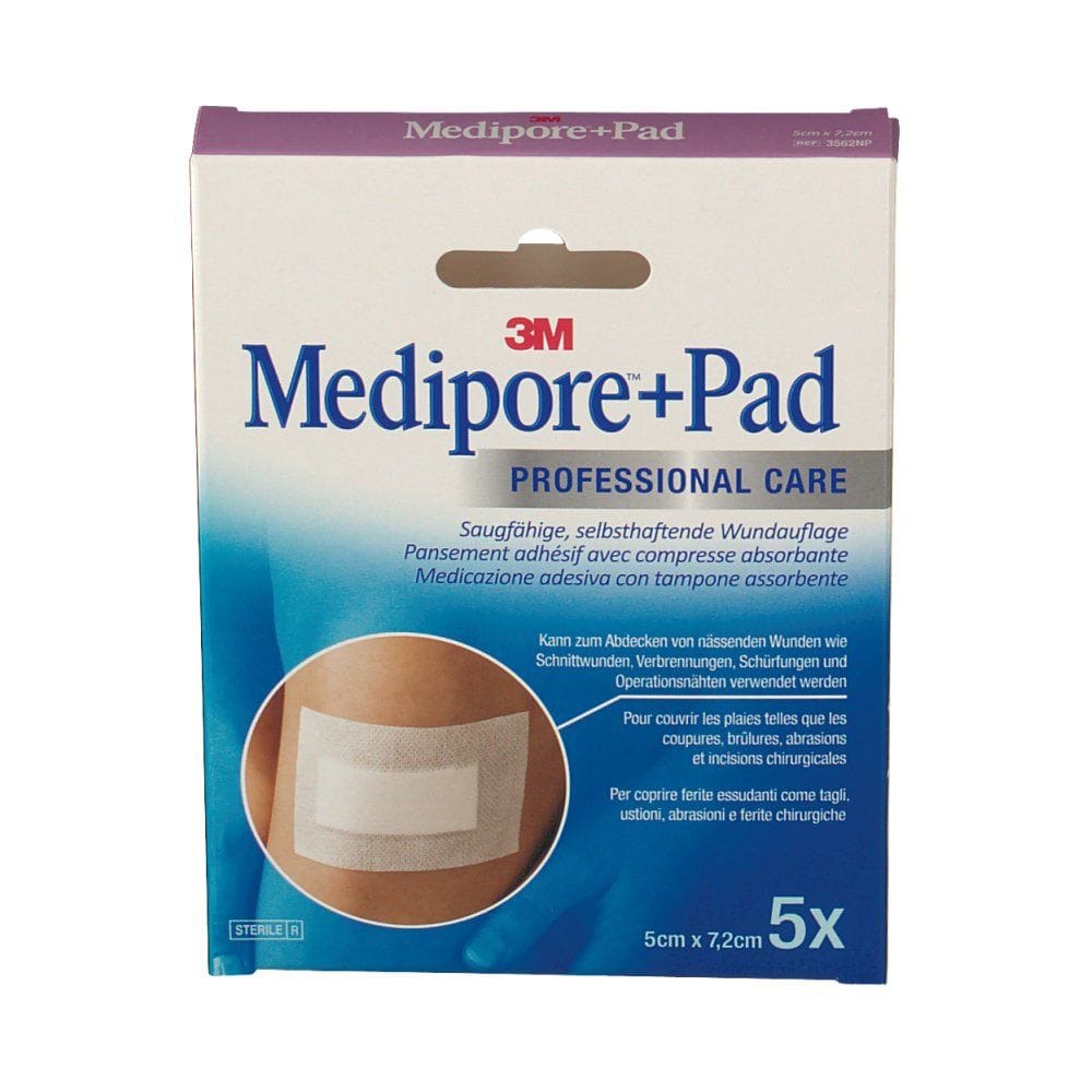 Medicazione sterile Medipore+Pad 5x7,2cm, confezione 5 pezzi