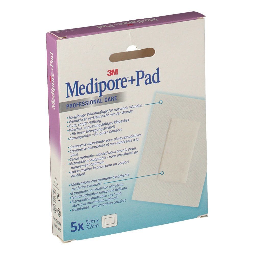 Medicazione sterile Medipore+Pad 5x7,2cm, confezione 5 pezzi