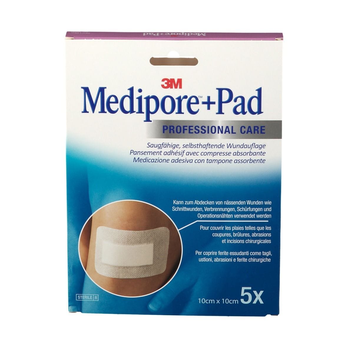 Medicazione sterile Medipore+Pad 10x10cm, confezione da 5