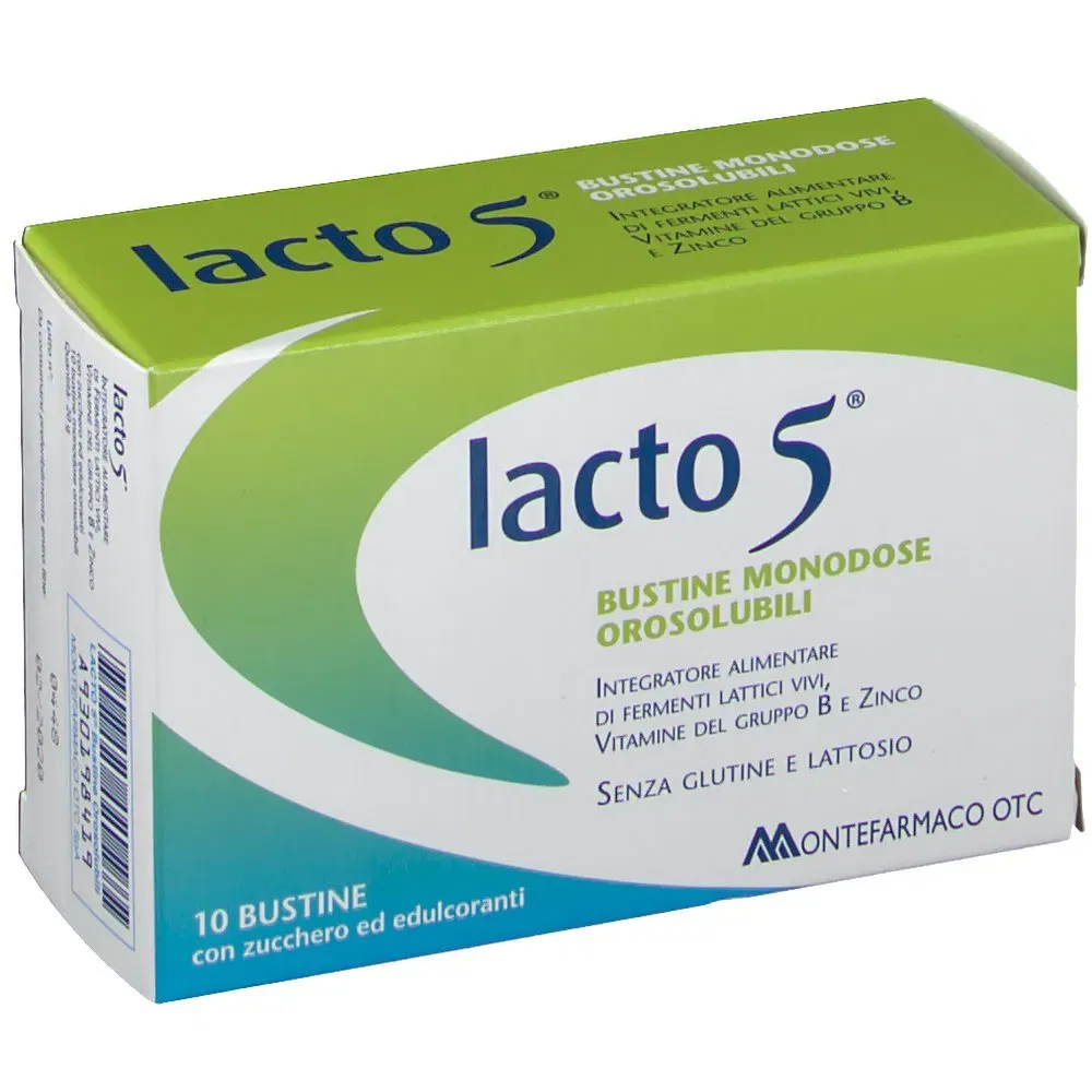 Integratore Lacto 5 con fermenti lattici e zinco, 10 bustine