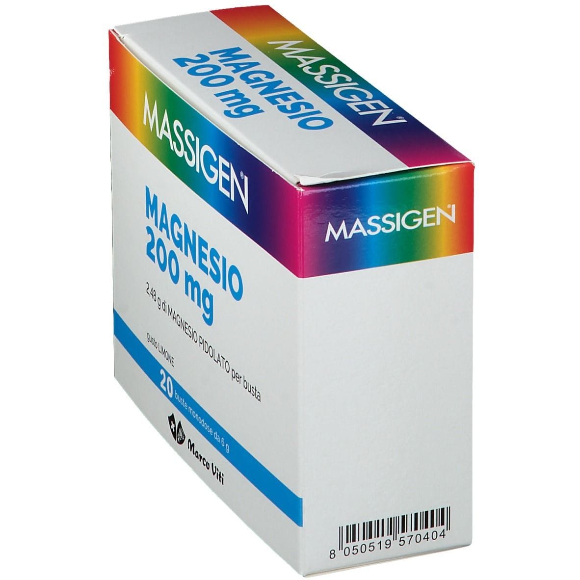 MASSIGEN MAGNESIO 20 BUSTINE DA 6 G GUSTO LIMONE SENZA GLUTINE SENZA LATTOSIO CON ZUCCHERO ED EDULCORANTE