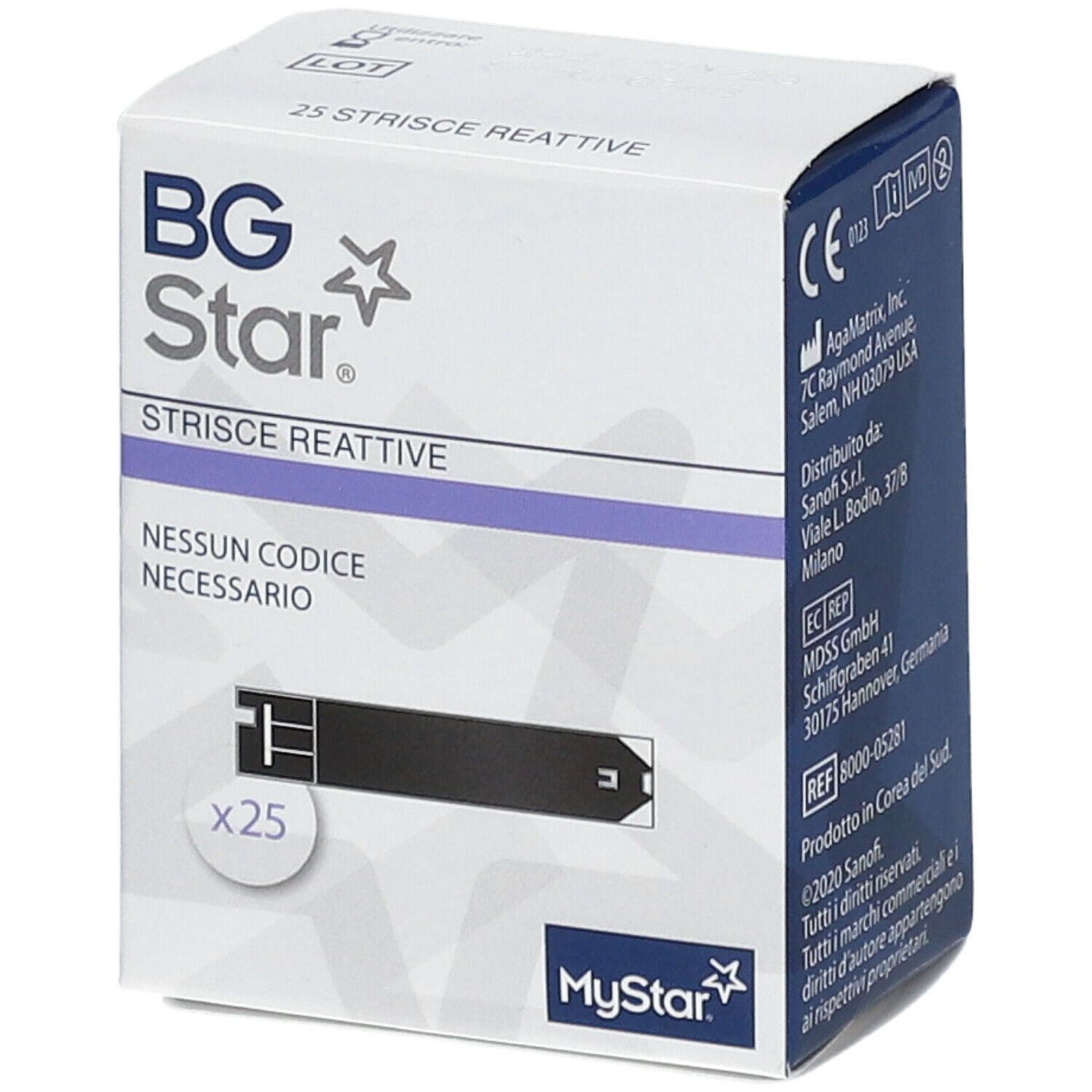 Strisce Reattive Misurazione Glicemia Bgstar Mystar 25 Pezzi