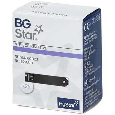 STRISCE REATTIVE MISURAZIONE GLICEMIA BGSTAR MYSTAR 25 PEZZI STRISCE REATTIVE MISURAZIONE GLICEMIA BGSTAR MYSTAR 25 PEZZI