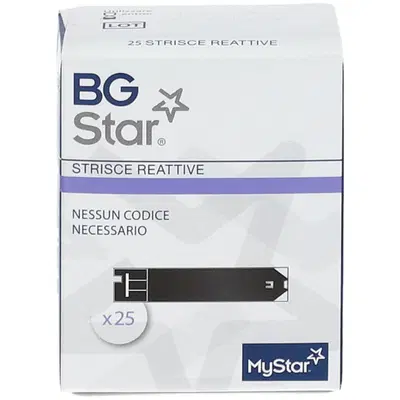 STRISCE REATTIVE MISURAZIONE GLICEMIA BGSTAR MYSTAR 25 PEZZI STRISCE REATTIVE MISURAZIONE GLICEMIA BGSTAR MYSTAR 25 PEZZI