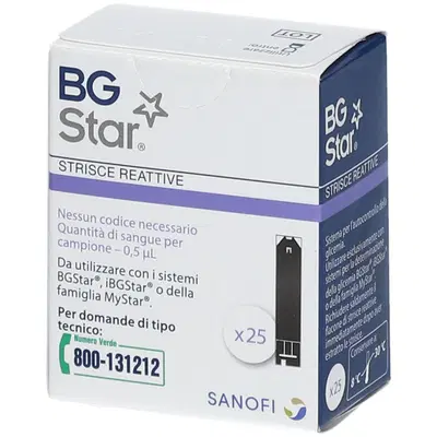 STRISCE REATTIVE MISURAZIONE GLICEMIA BGSTAR MYSTAR 25 PEZZI STRISCE REATTIVE MISURAZIONE GLICEMIA BGSTAR MYSTAR 25 PEZZI