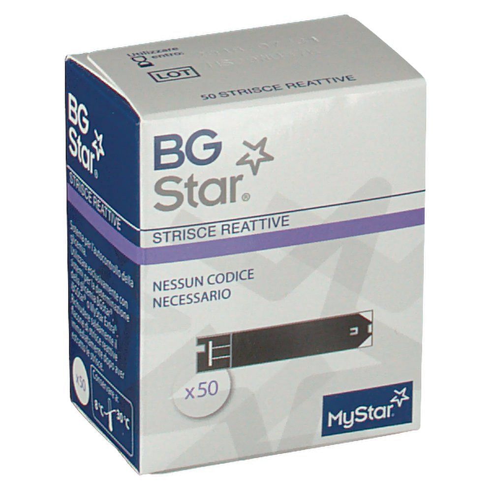 Strisce Reattive Misurazione Glicemia Bgstar Mystar 50 Pezzi