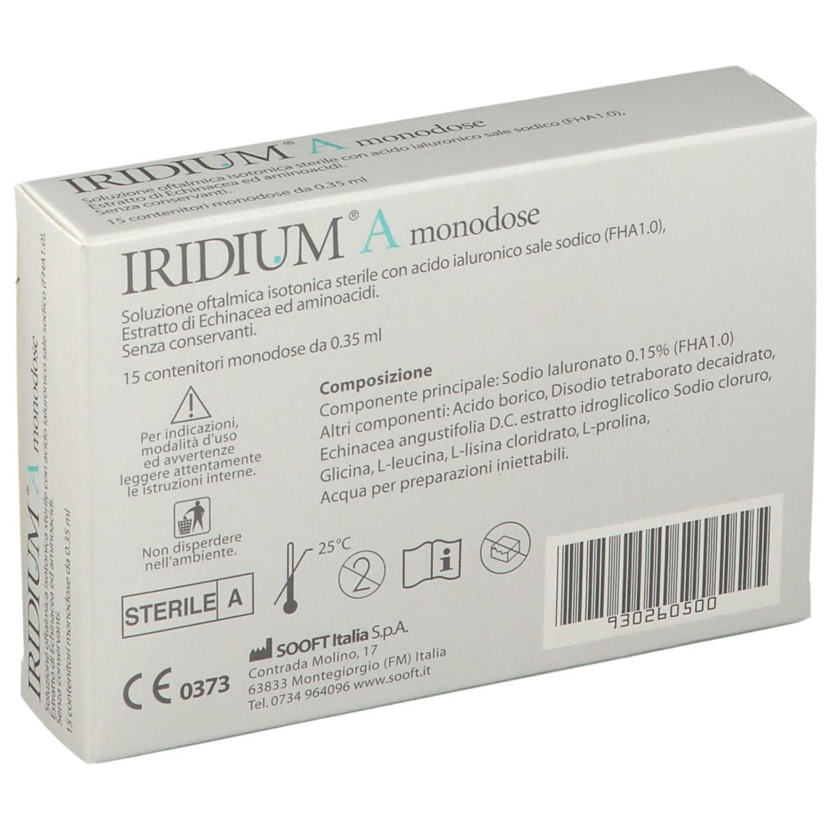 IRIDIUM A MONODOSE GOCCE OCULARI 15 FLACONCINI 0,35 ML