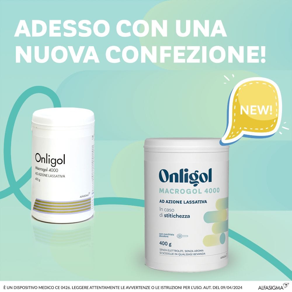 Onligol Macrogol 4000 polvere 400g per il transito intestinale