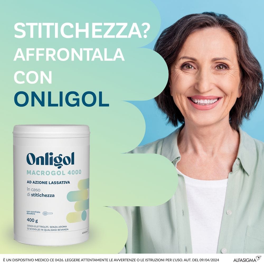 Onligol Macrogol 4000 polvere 400g per il transito intestinale