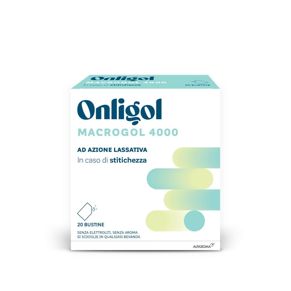 Integratore Onligol Macrogol 4000 per la stipsi, 20 bustine
