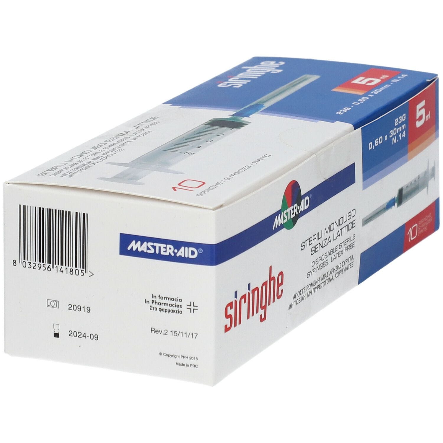 Siringa per Venipuntura Master-Aid 5ml Gauge 23, 10 pezzi