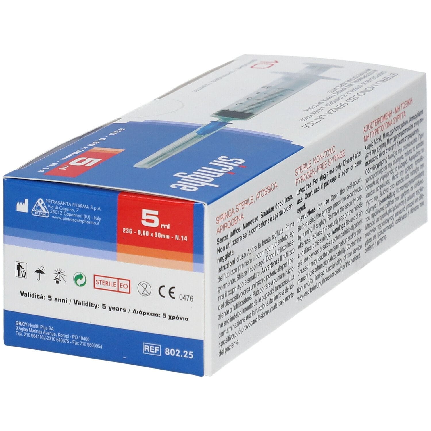 Siringa per Venipuntura Master-Aid 5ml Gauge 23, 10 pezzi