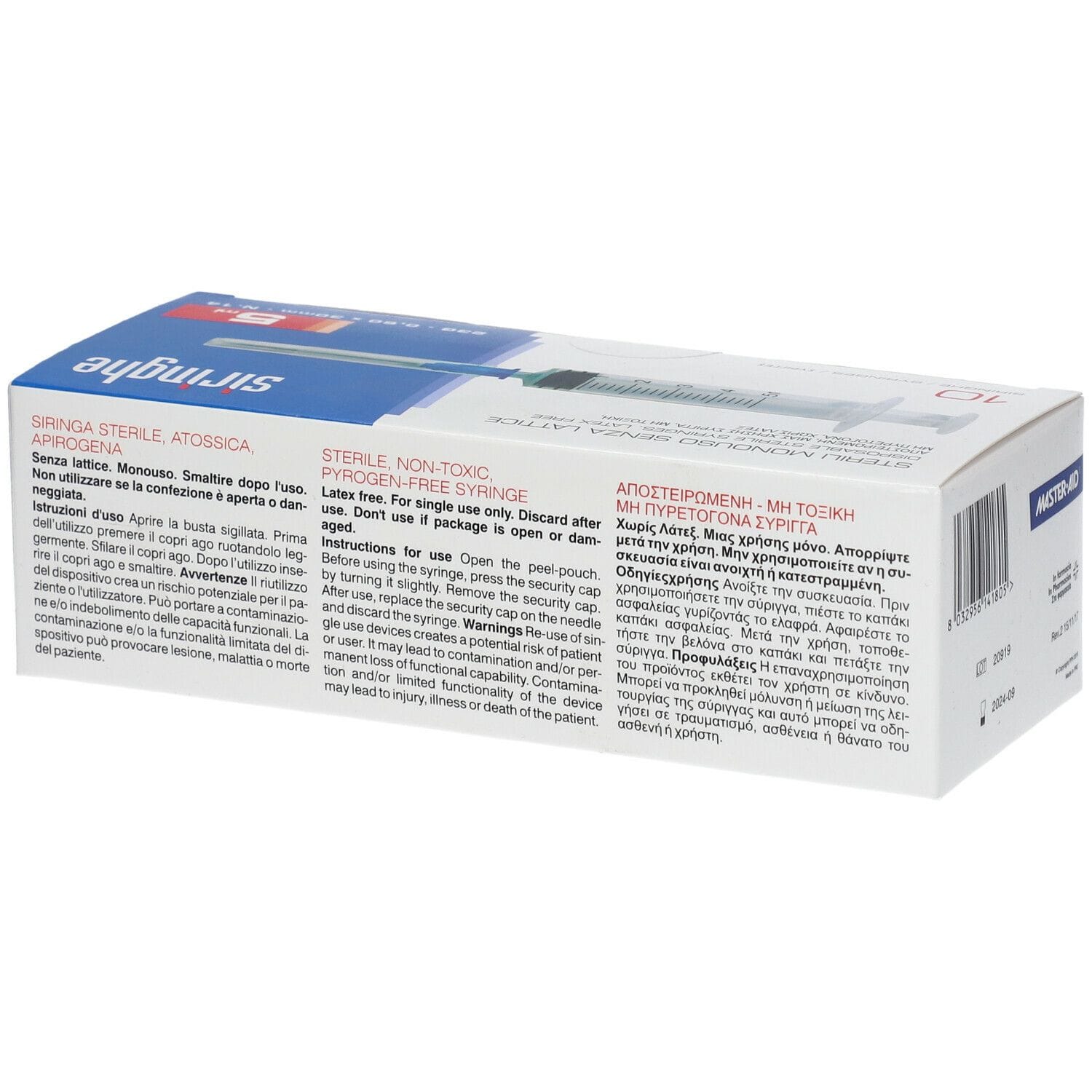 Siringa per Venipuntura Master-Aid 5ml Gauge 23, 10 pezzi