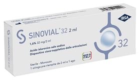 Siringa Intra Articolare Sinovial 32 Acido Ialuronico Sale Sodico 1,6% 32 Mg/2 Ml 2 Ml + Ago 21 Gauge