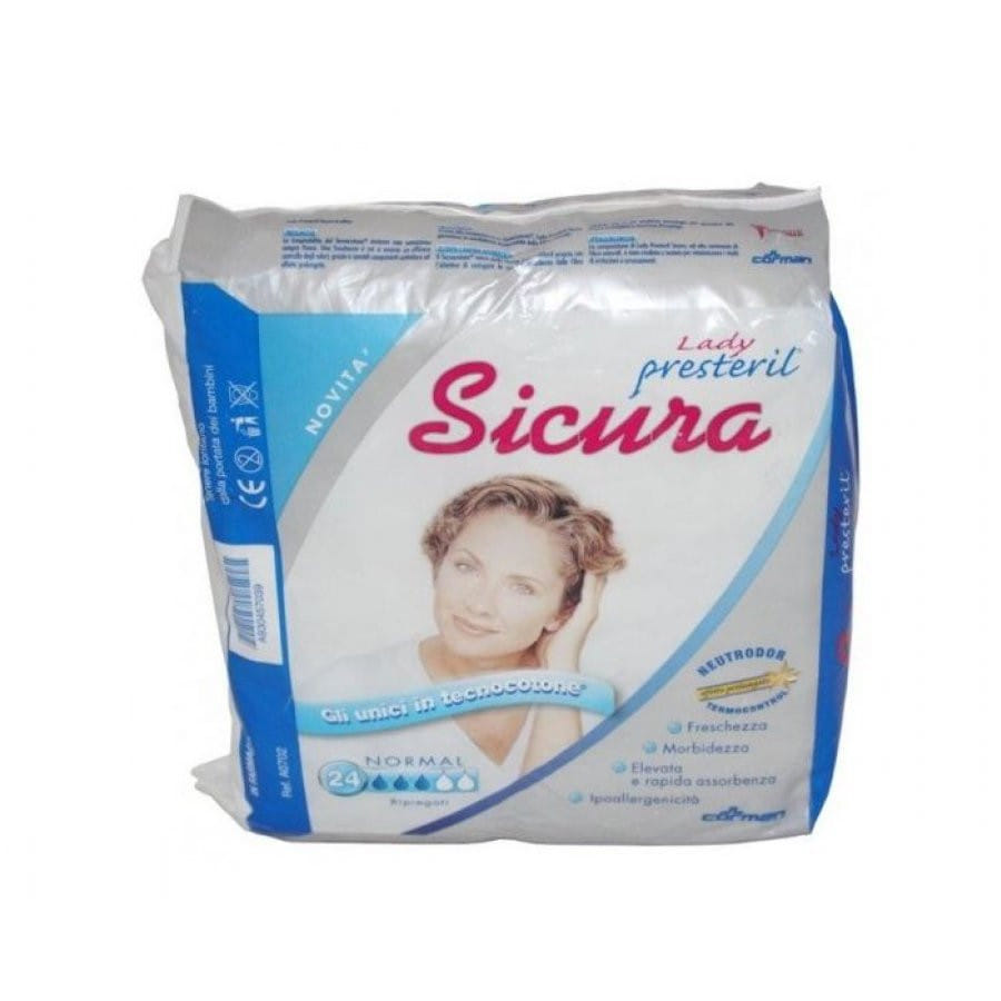 LADY PRESTERIL PANNOLONE PER INCONTINENZA  SICURA MISURA NORMALE 24 PEZZI