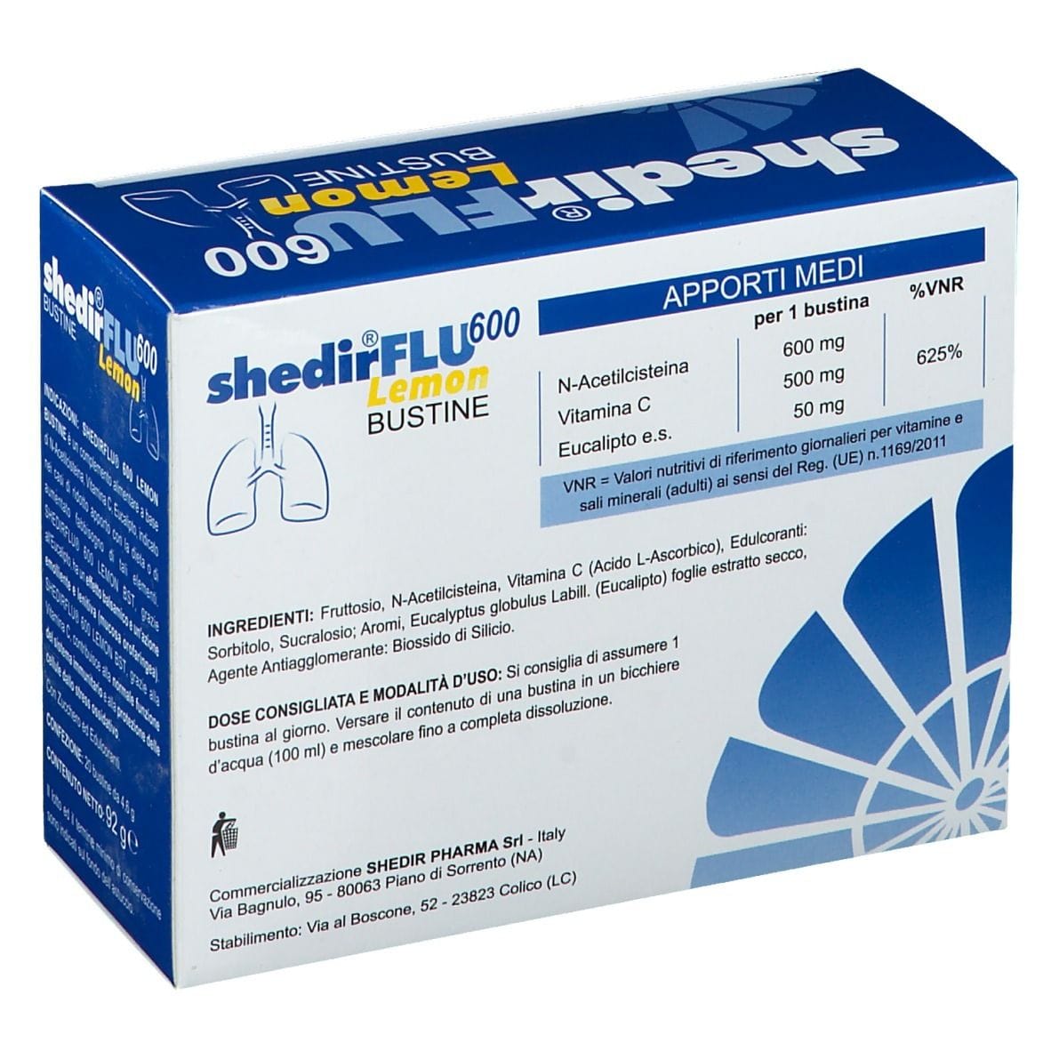 SHEDIRFLU 600 LEMON 20 BUSTINE