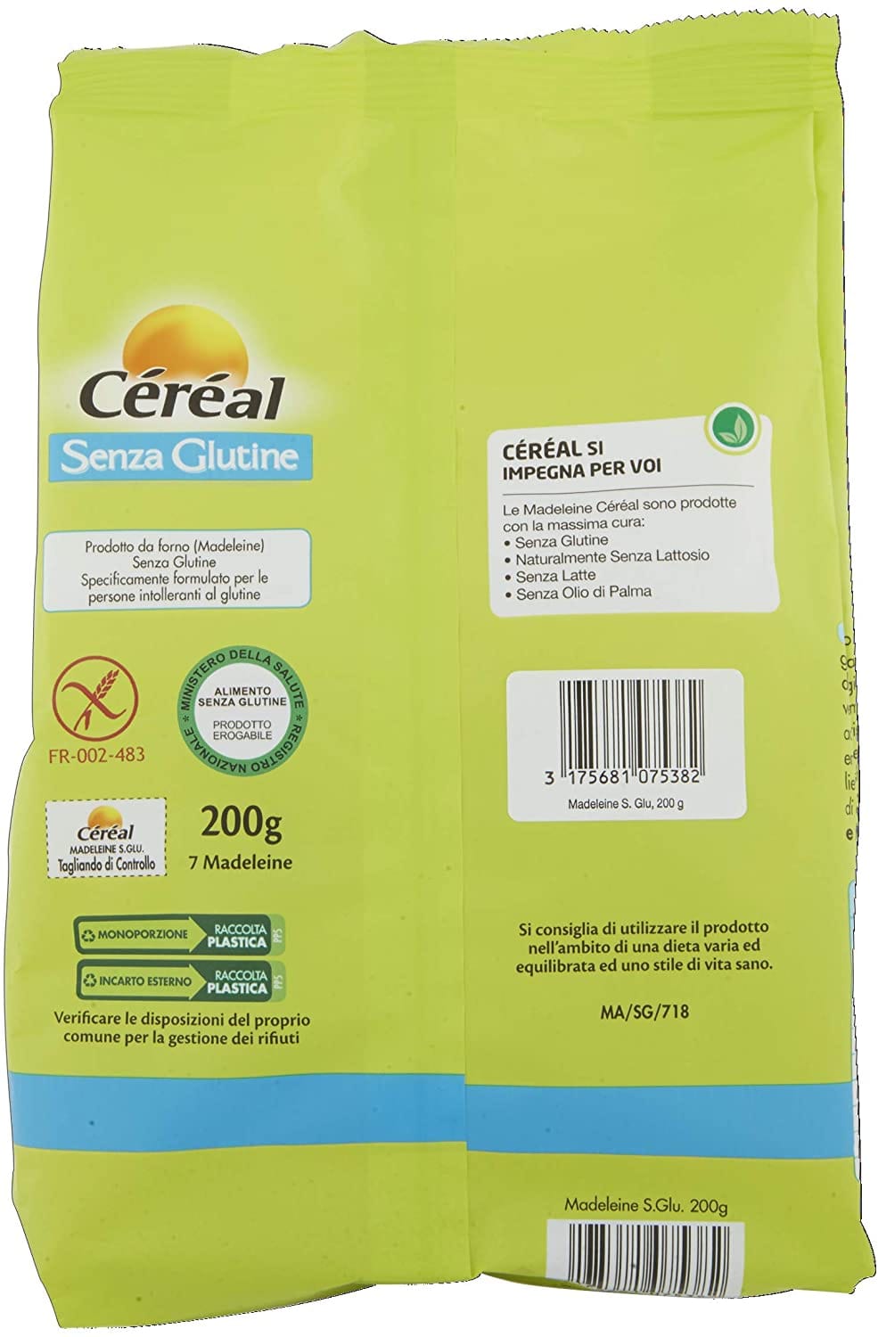 Madeleine Cereal senza glutine e lattosio, 200g